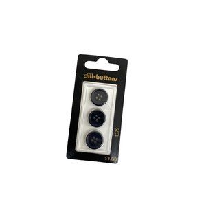 Vintage 3 pc black plastic buttons craft sewing NWT